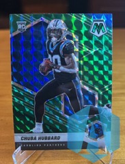 2021 Panini Mosaic Football Chuba Hubbard Panthers RC Green Prizm #325